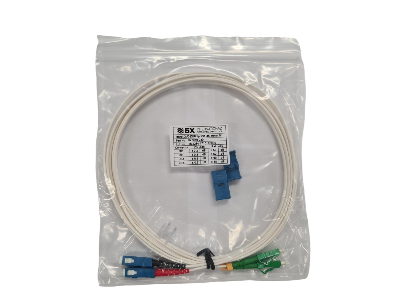 Patchcord LC/APC-SC/PC SM 9/125 OS1/2 Duplex L=1m Wit (10-pack)