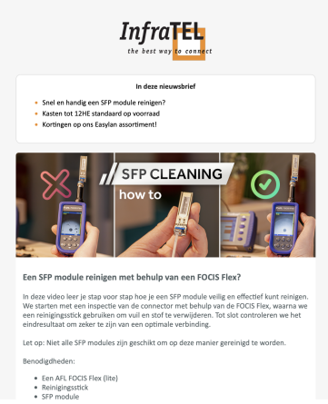 Korting op EasyLan! | How to: SFP reinigen | 12HE kasten op voorraad!